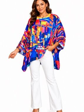 UOOZEE | Colorful Abstract Print Dolman Top